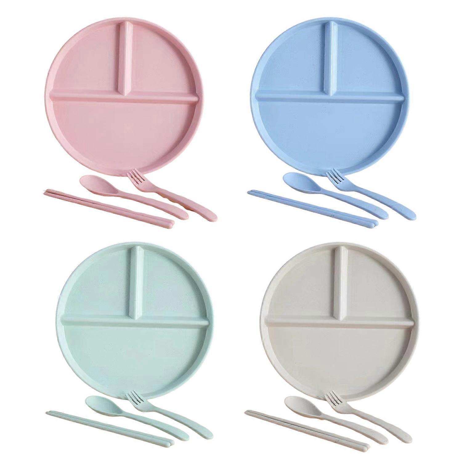 1 Set Divided Dinner Plates Unbreakable Portion Control Divided Diet Plates Reusable Picnic Plates