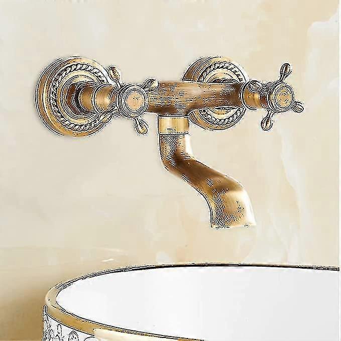 Vintage Copper Wall Mounted Faucet 180 Rotatable Antique Kitchen Wall ...