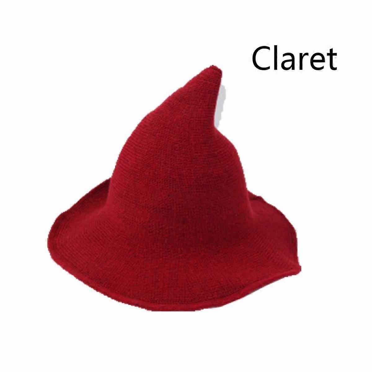Explosive halloween wizard hat with pointed top and funny autumn and winter big brim knitted wool hat