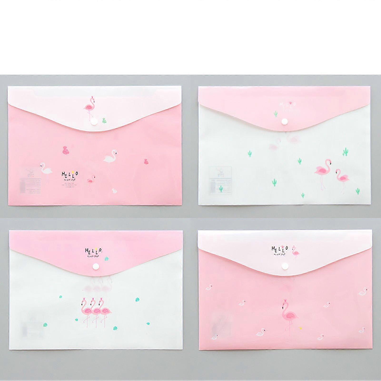 A4 Document Bag Transparent File Test Paper Storage Bag Waterproof Snap Stationery FolderBird Pattern