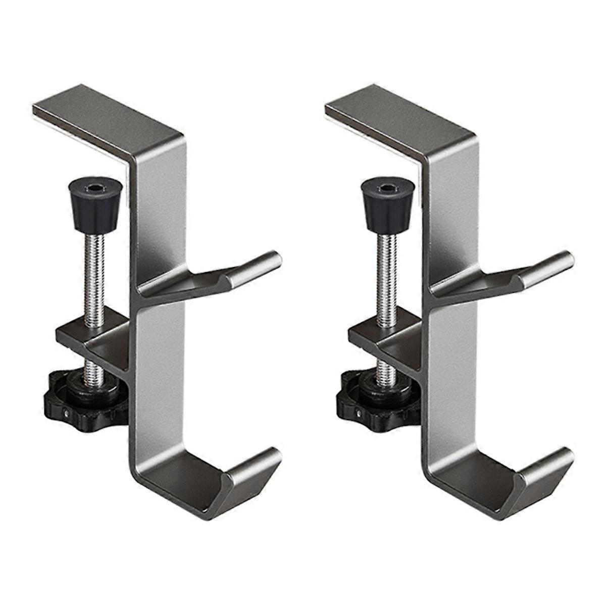 2pc Adjustable Desk Edge Hook Gaming Headset Desk Hanger Backpack Storage Hanging Hook Holder Punch-Free Gray