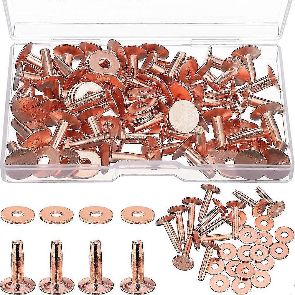 50セット銅リベットとバリ、ベルト用レザー用銅リベット財布カラーレザーDIYクラフト用品1/2インチ