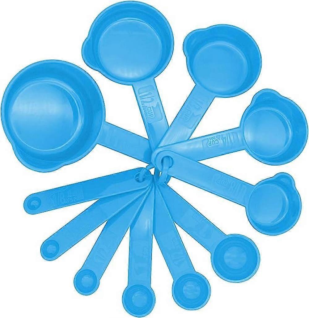 AccurateKitchen Baking Plastic Measuring Spoon &Cups Set for Dry or Liquid (11 pcs, Blue).