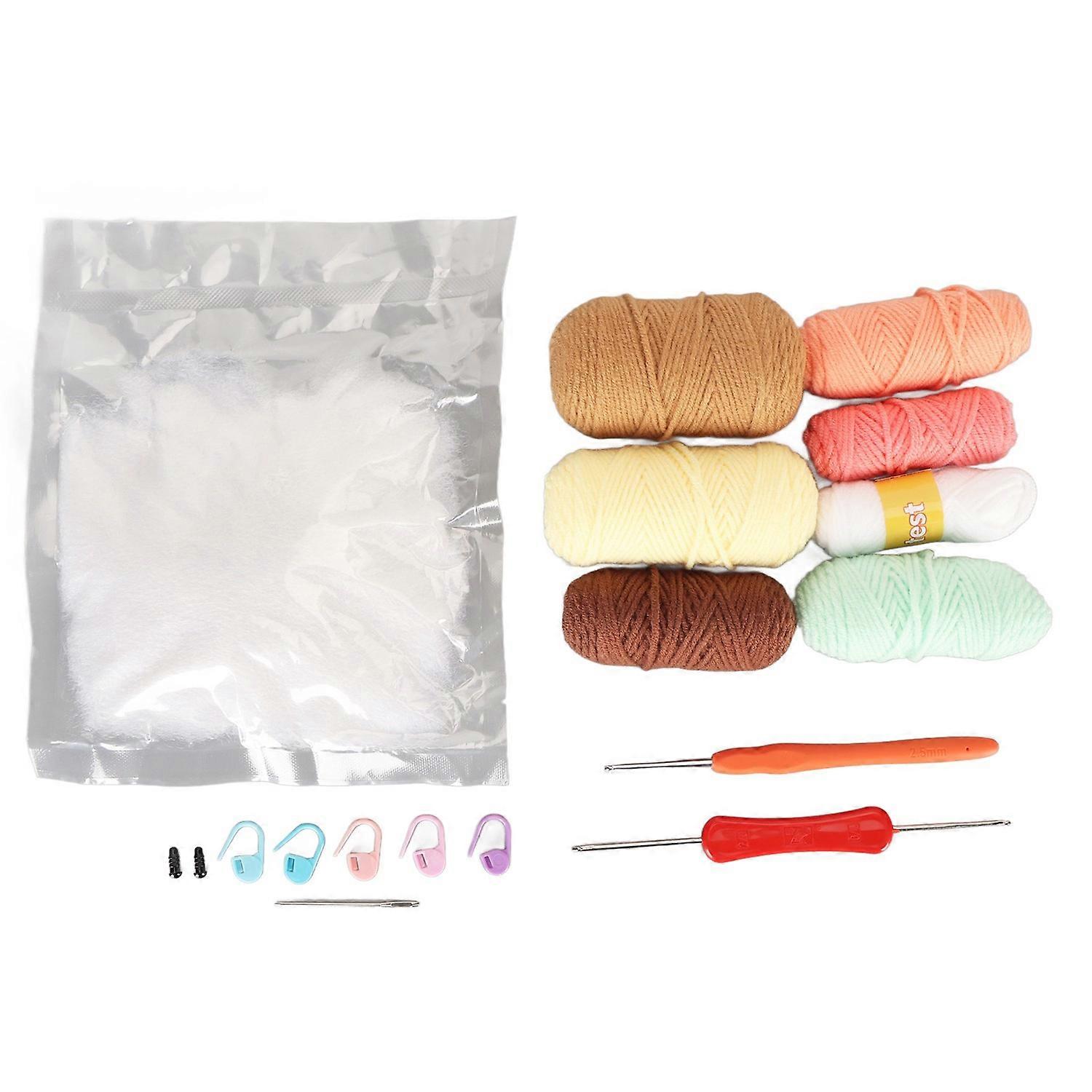 Βελονάκι Starter Kit Φυτικό Ζώο 7 χρωματιστά νήματα Ανακούφιση από το στρες Εκπαιδευτικό διακοσμητικό βελονάκι Kit fo