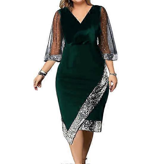 Evening Party Dress Elegant Dressing Up Polyester Solid Color Plus Size Dress