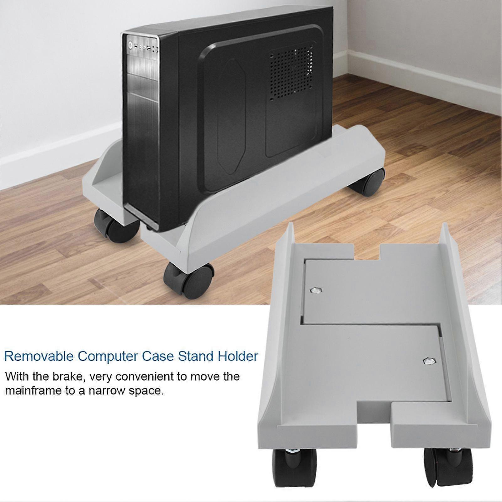 Removable Computer Case Stand Holder Bracket Desktop Mainframe Storage Rack with Brake(White)