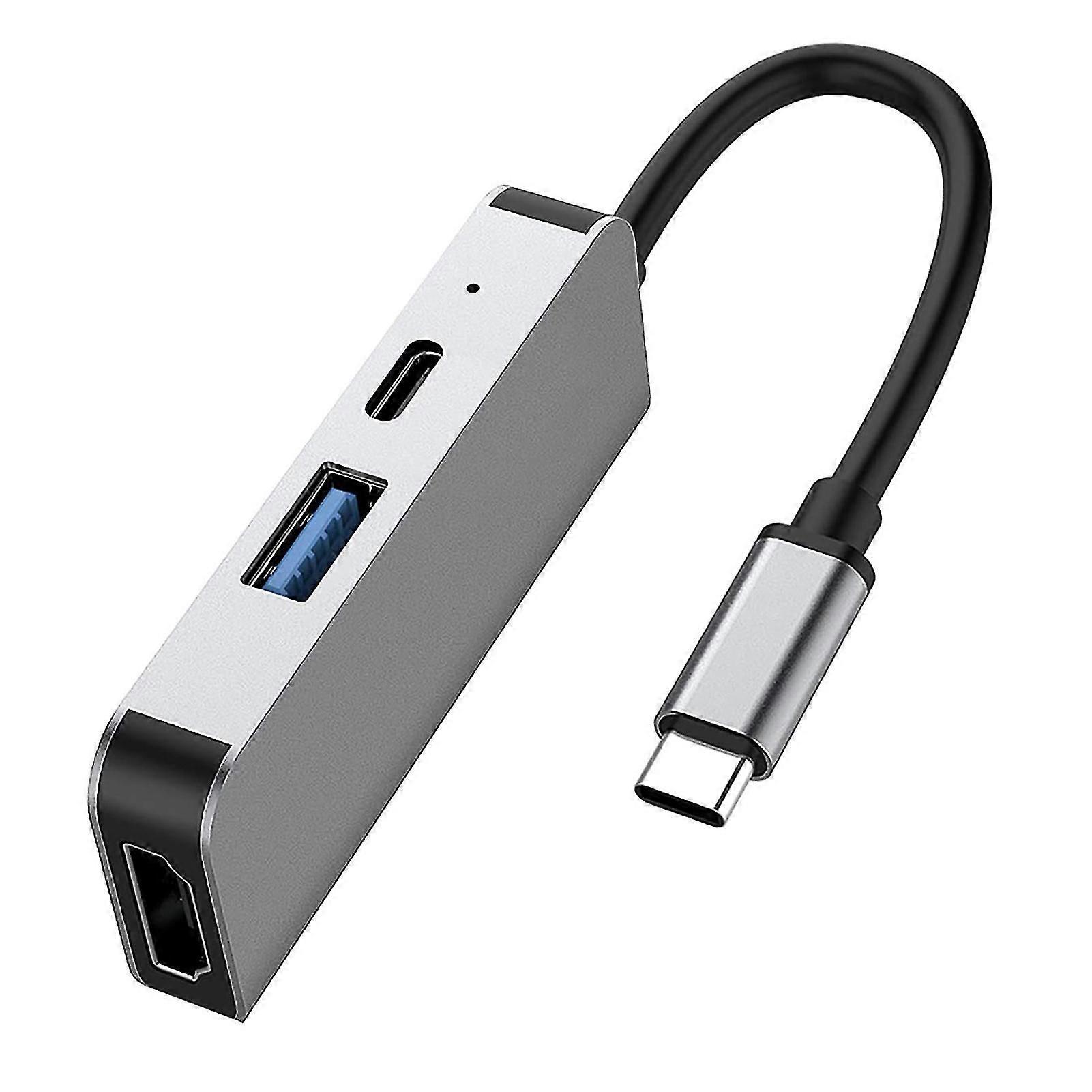 Type-C naar HDMI-compatibele hubadapter 3-in-1 dockingstation 4K/30HZ No Driver Plug Play High Speed Kaartlezer