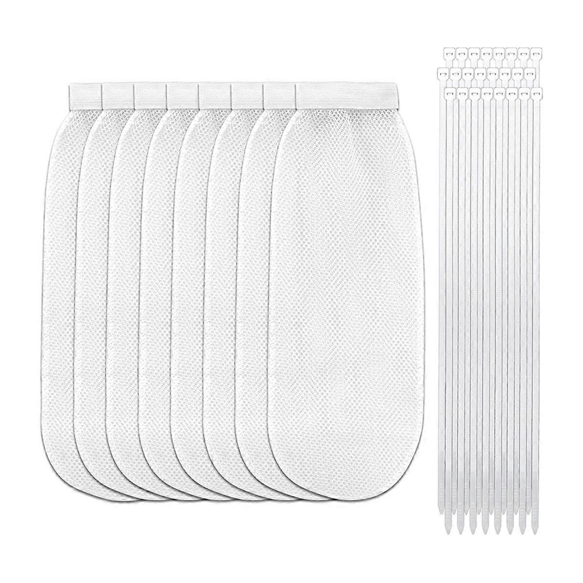 Lint Trap and Cable Ties Set for Washing Machine, Includes 8 Nylon Mesh Lint Traps and 24 Cable Ties, Lint Filtration