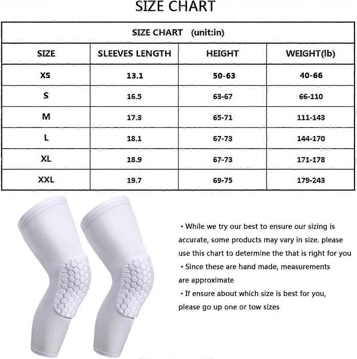Knee Compression Pads Long Leg Sleeve Brace Protection for Basketball, Football & Volleyball (PairL)