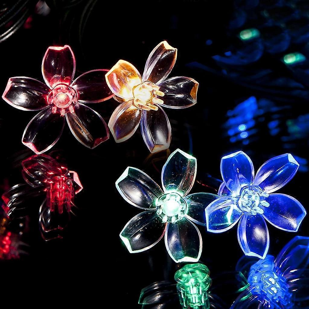 Radiant Solar Flower String Lights, Multicolor 60 LEDS, Waterproof & Automatic, Designed For Year-Round Outdoor Decor Under Any Weather Condition