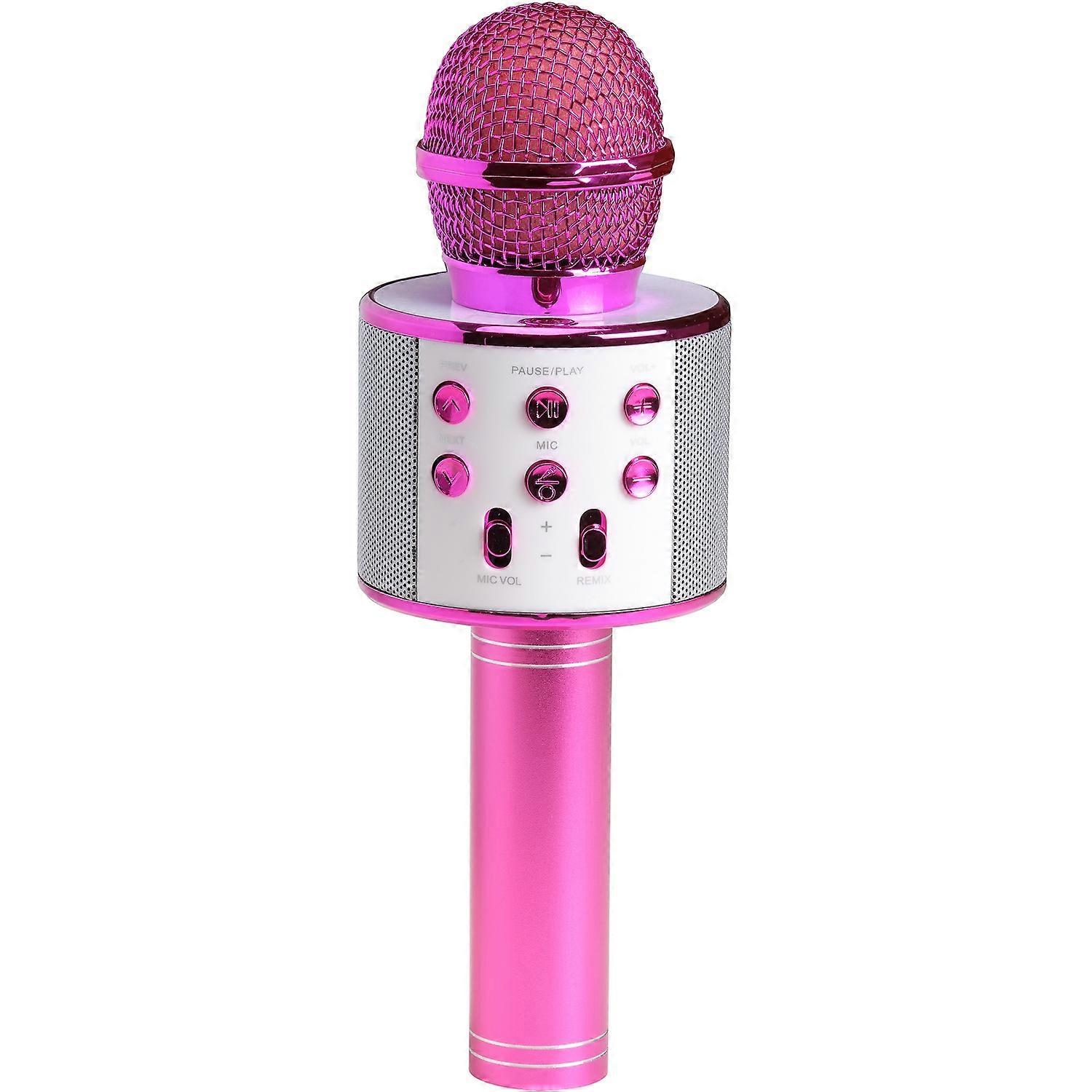 Bluetooth Karaoke Microphone with Built-in Speaker Pink