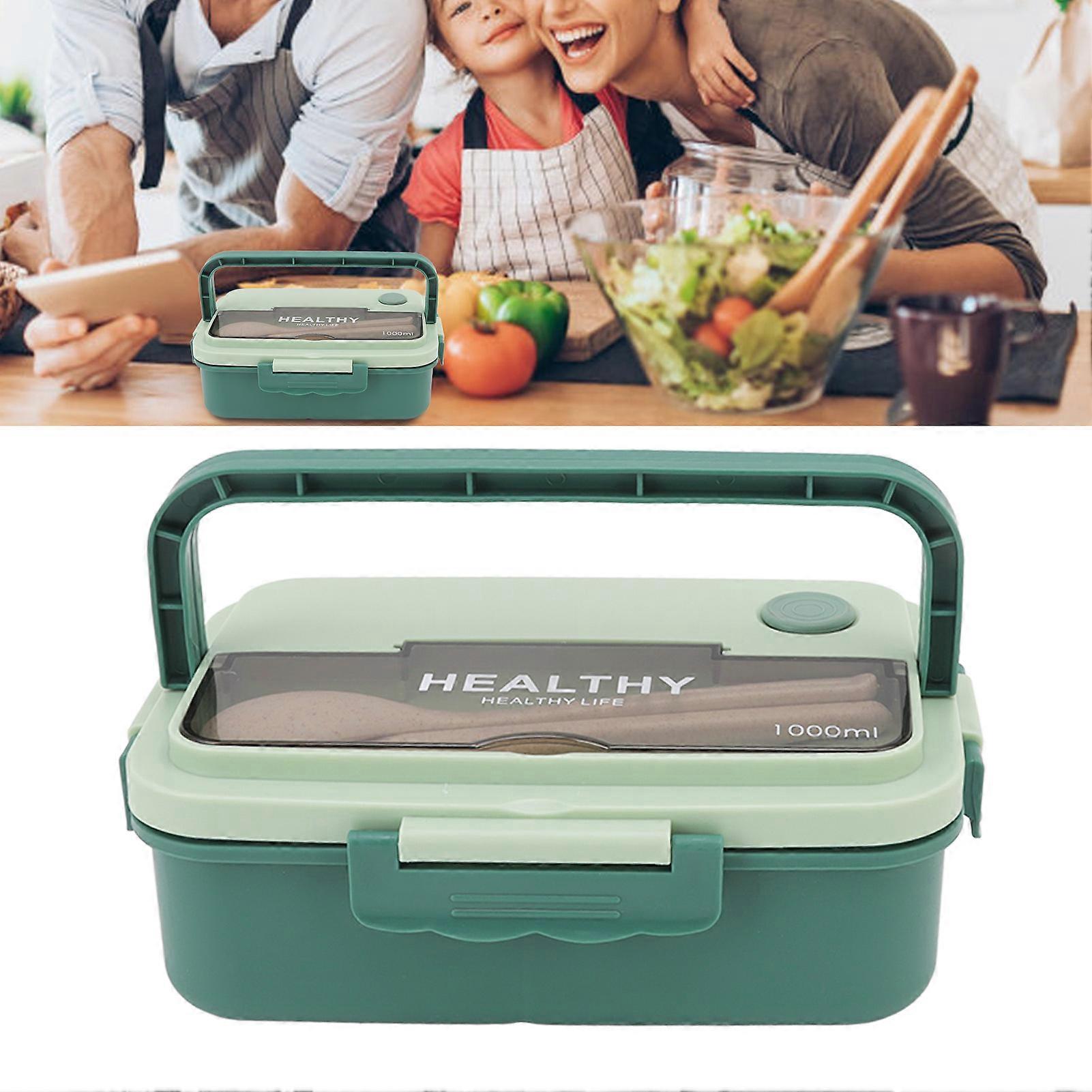 3 Compartment Plastic Lunch Box 1000ml Microwave Safe Green
