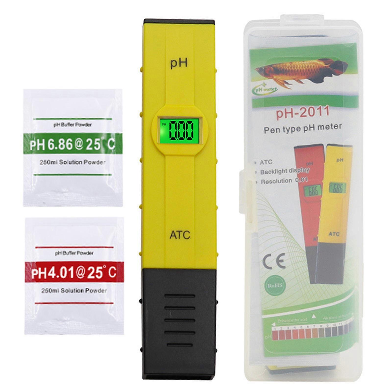 PH Meter Water Quality Tester for Swimming Pool Agriculture Water Quality Testing 0-14 Digital PH Tester Pen Portable Yellow