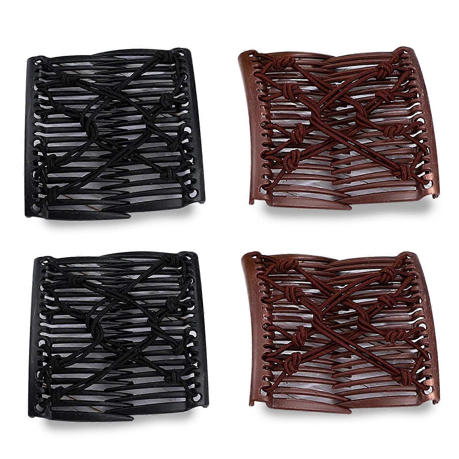 Set hair clips, Plastic, Black/Brown
