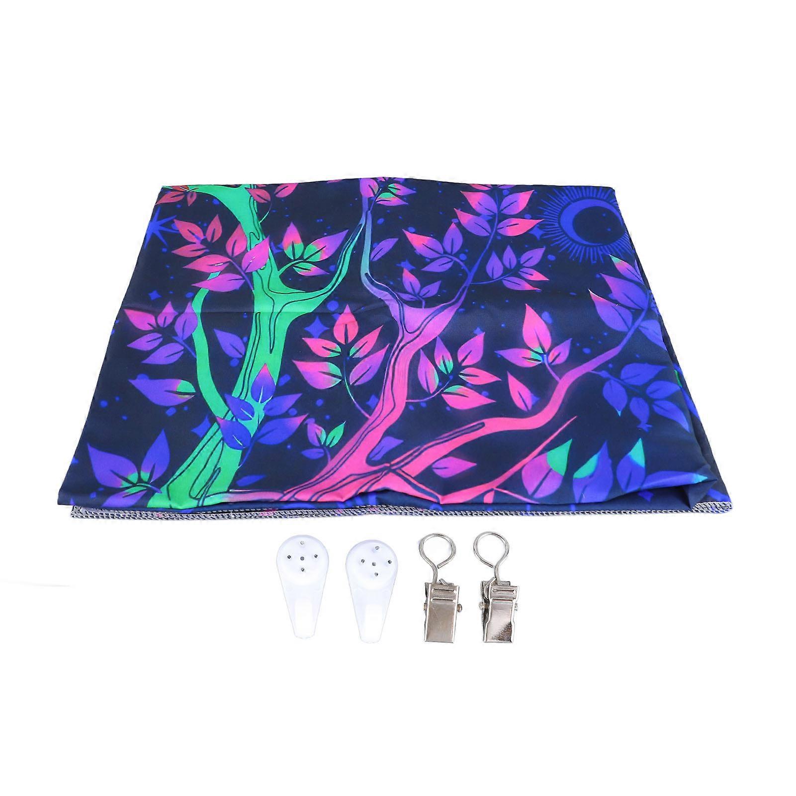 Färgglada Life Tree gobelänger Mjuk Hållbar Fade Resistant Fluorescerande Vägg Hängande Gobeläng med Tillbehör för Sovrum