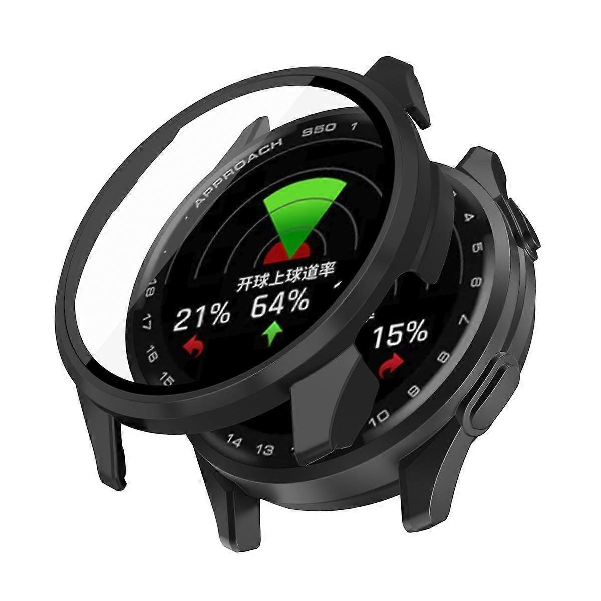 Funda protectora de reloj de PC integrada con película templada para Garmin Approach S50