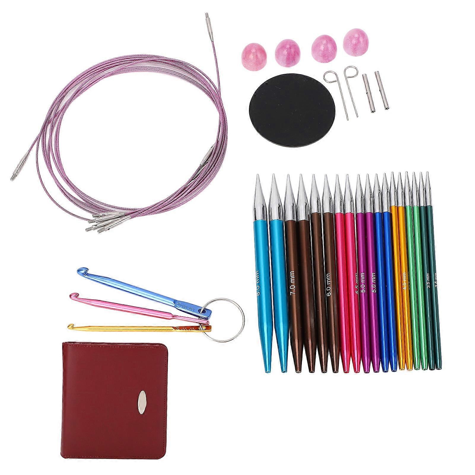 Circular Knitting Set Interchangeable Crochet Needles Knitting Tool with Storage Case 3.5 to 8.0mm