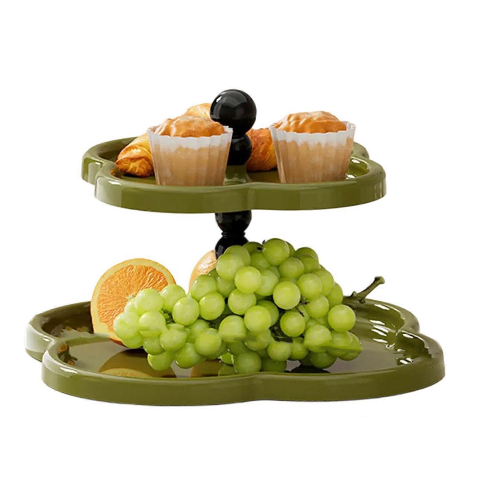 Kahve Masası Teşhir Rafı Çok Katlı Atıştırmalıklar Depolama Rafı Oturma Odası ve Çalışma için Fonksiyonel Cupcake Servis Standı Retro yeşil