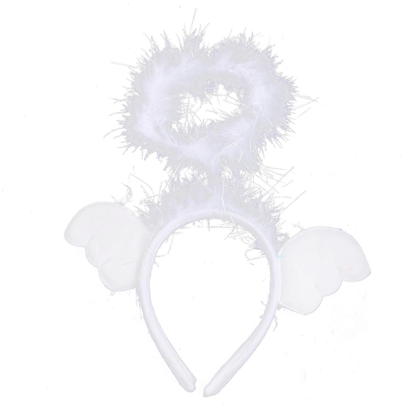 エンジェルハローヘッドバンドLEDフェザーヘッドピースLEDヘアバンド点滅ライトヘッドバンドヘアフープライトアップヘッドウェアパーティーホワイトは光りません