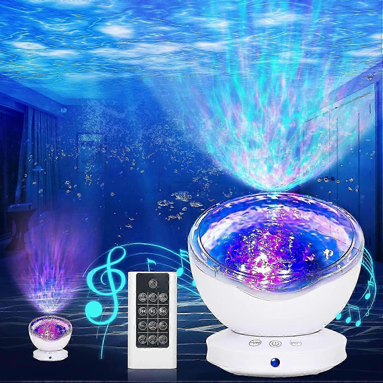 unique LED Simulation Ocean Waves, Kids Night Light with 8 Color Modes 6 Music Sounds Remote Control Timer Bedside Lamp for Bedroom Decoration