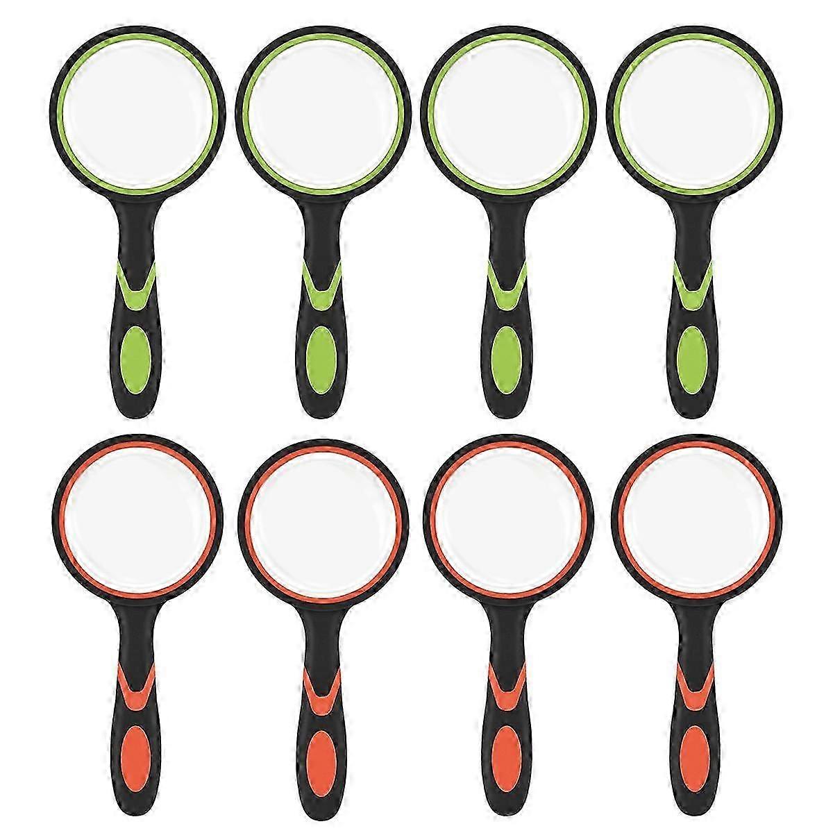 8 Pack 10X Handheld Magnifying Glass Reading Magnifier for Seniors and Kids, 50mm Magnifying Lens w