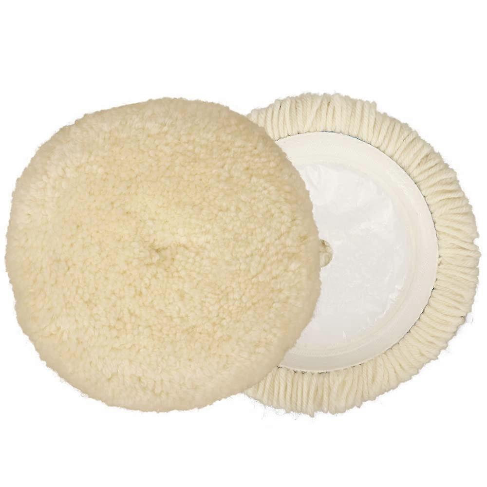 7 Inch Wool Buffing Polishing Pad Natural Wool Hook & Loop Grip Buffing Pads Bonnet for Compound Cutting & Polishing, for Car (Pack of 2)