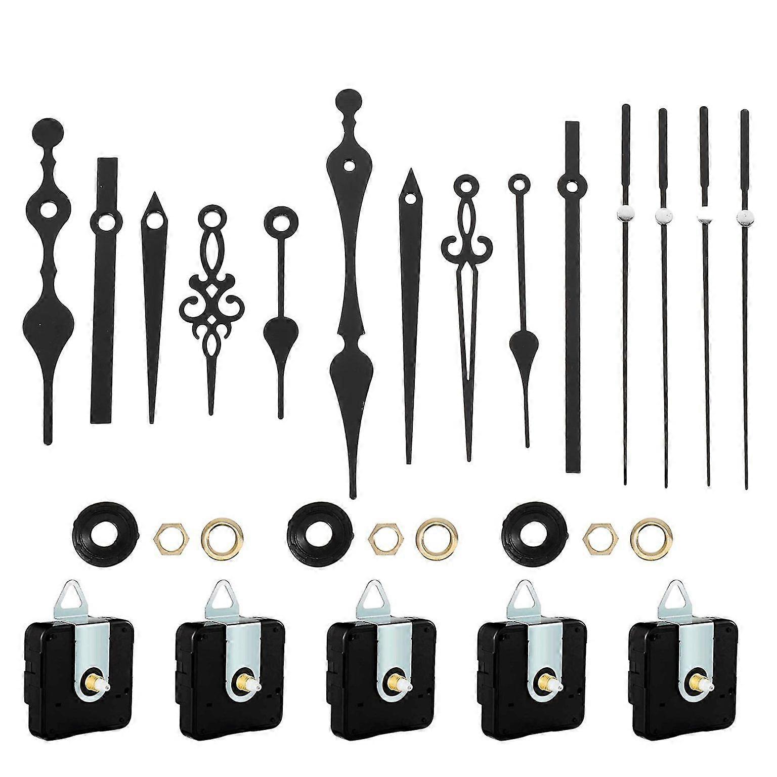 5 Sets Clock Movement Kit - DIY Clock Replacement Parts with Pointers for Repair & Custom Projects