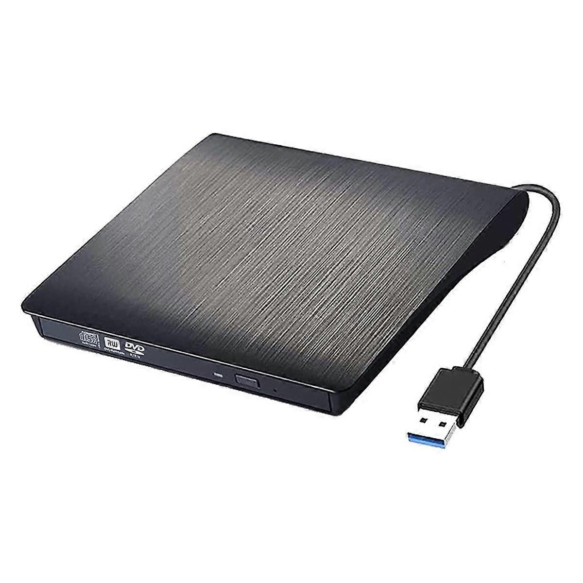 External DVD Burner with Brushed Texture - Black, High - Performance for PC and Laptop