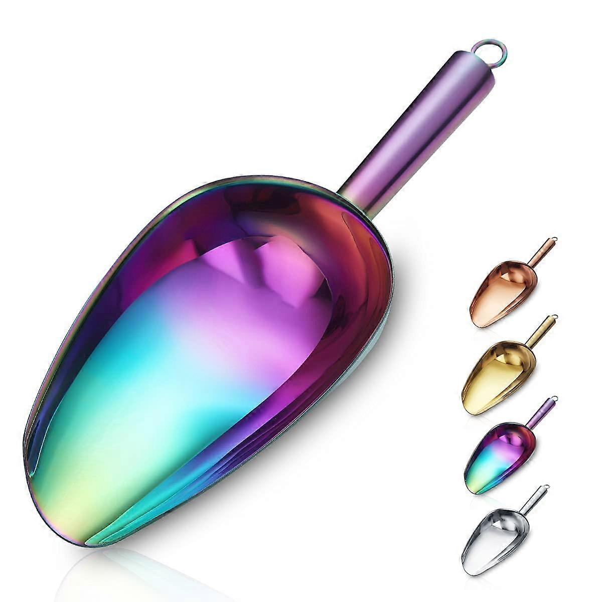 Stainless Steel Rainbow Ice Bucket 6 oz with Titanium Coating and Ice Scooper for Ice Machines