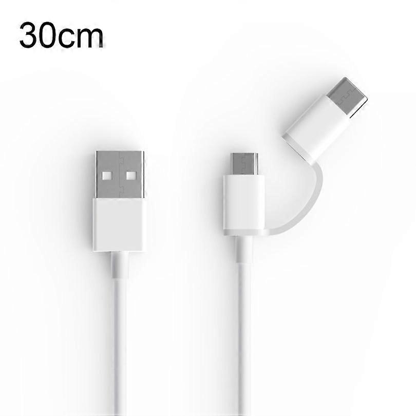 2.4A QC3.0 USB to Micro USB + USB-C / Type-C Fast Charging + Data Transmission TPE Data Cable, Cable Length: 30cm