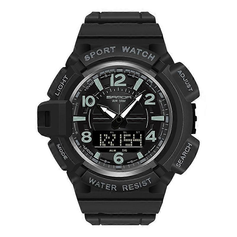 SANDA 3101 Dual Time Dispay Dial Luminous Timer Alarm Clock Electronic Watch for Men