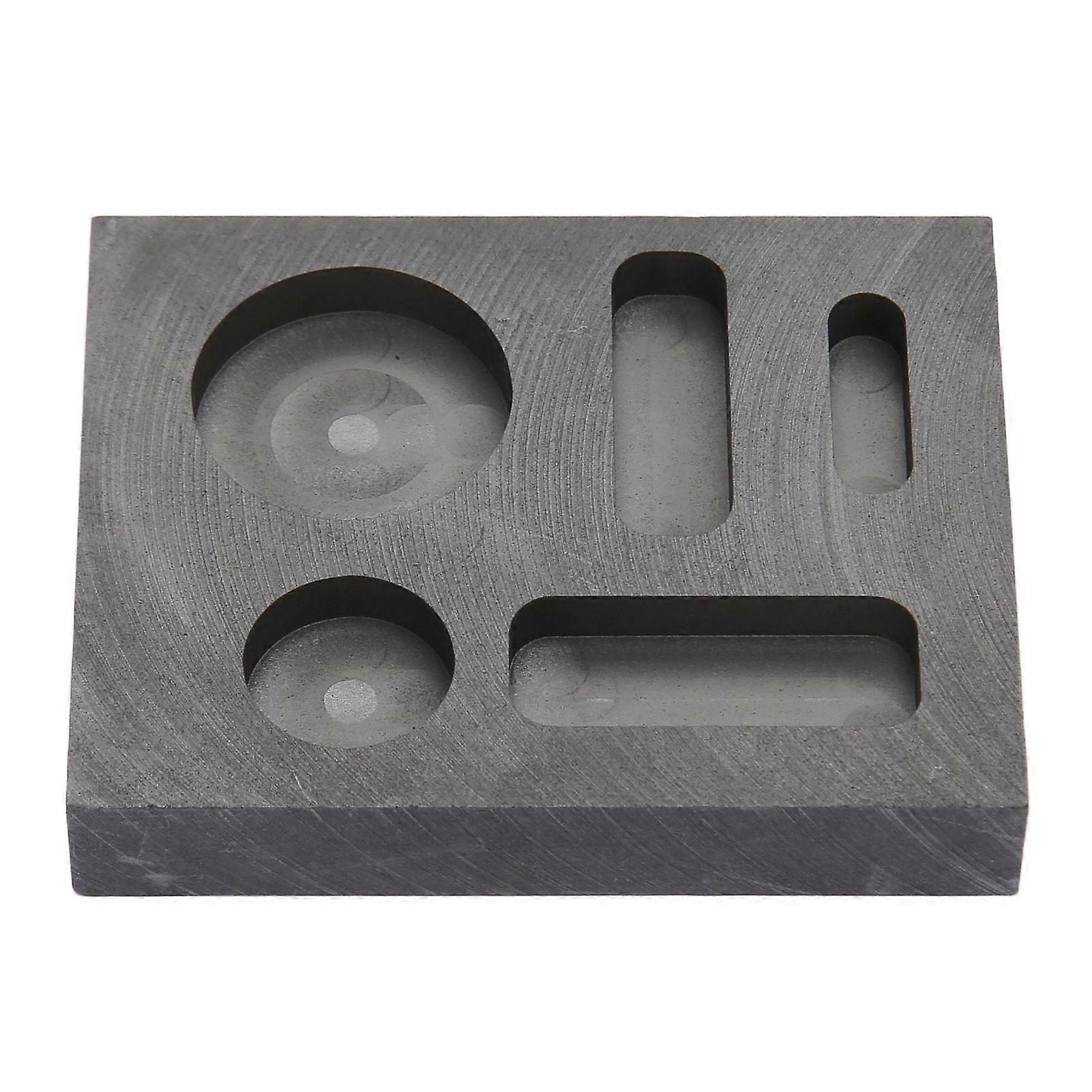 Graphite Ingot Mold 3 Rectangular 2 Round Holes High Temperature Resistant Casting Mold for Metal Gold Silver Brass