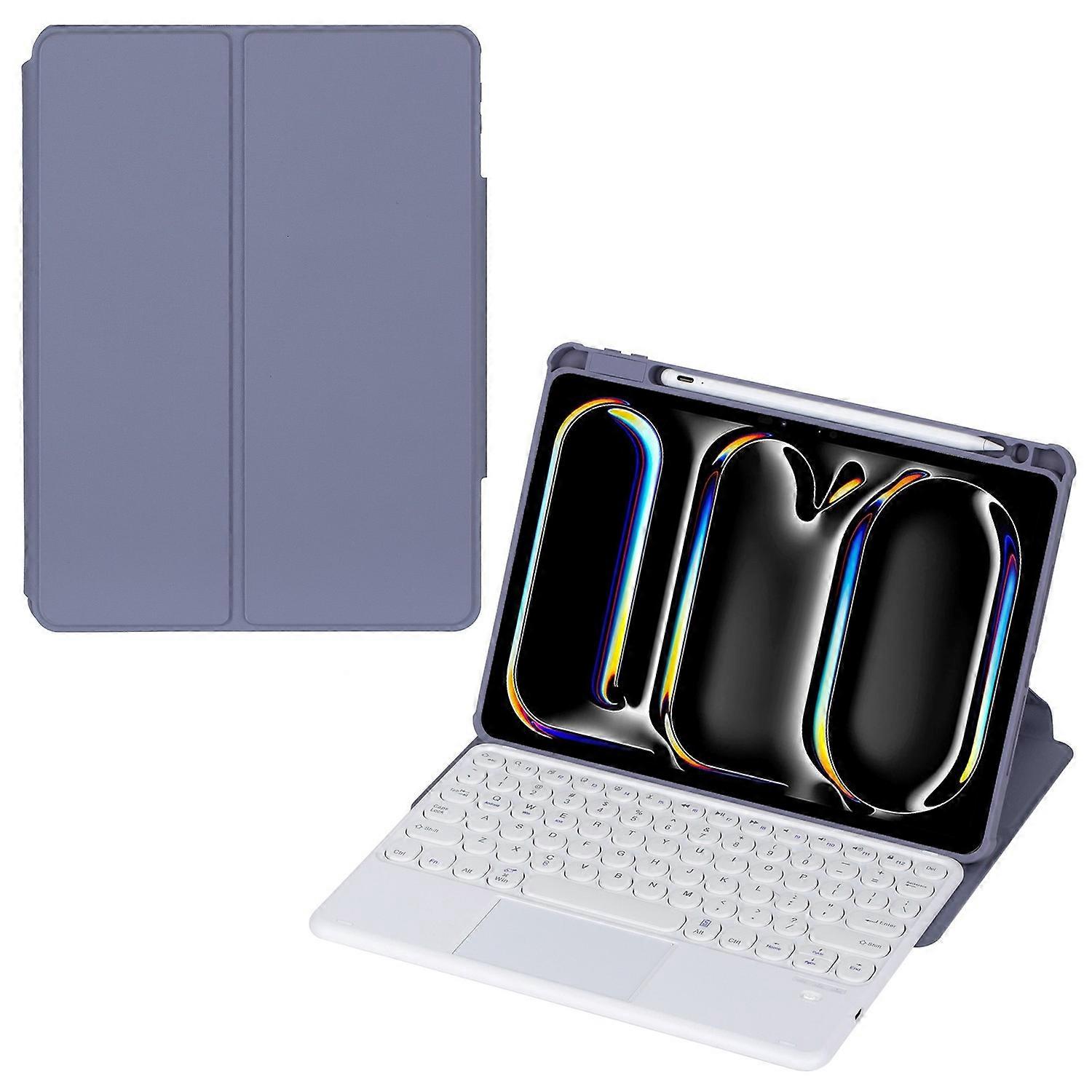 YL13-A For iPad Pro 11 (2024) PU+Acrylic Rotary Stand Tablet Cover with Round Key Touchpad Keyboard