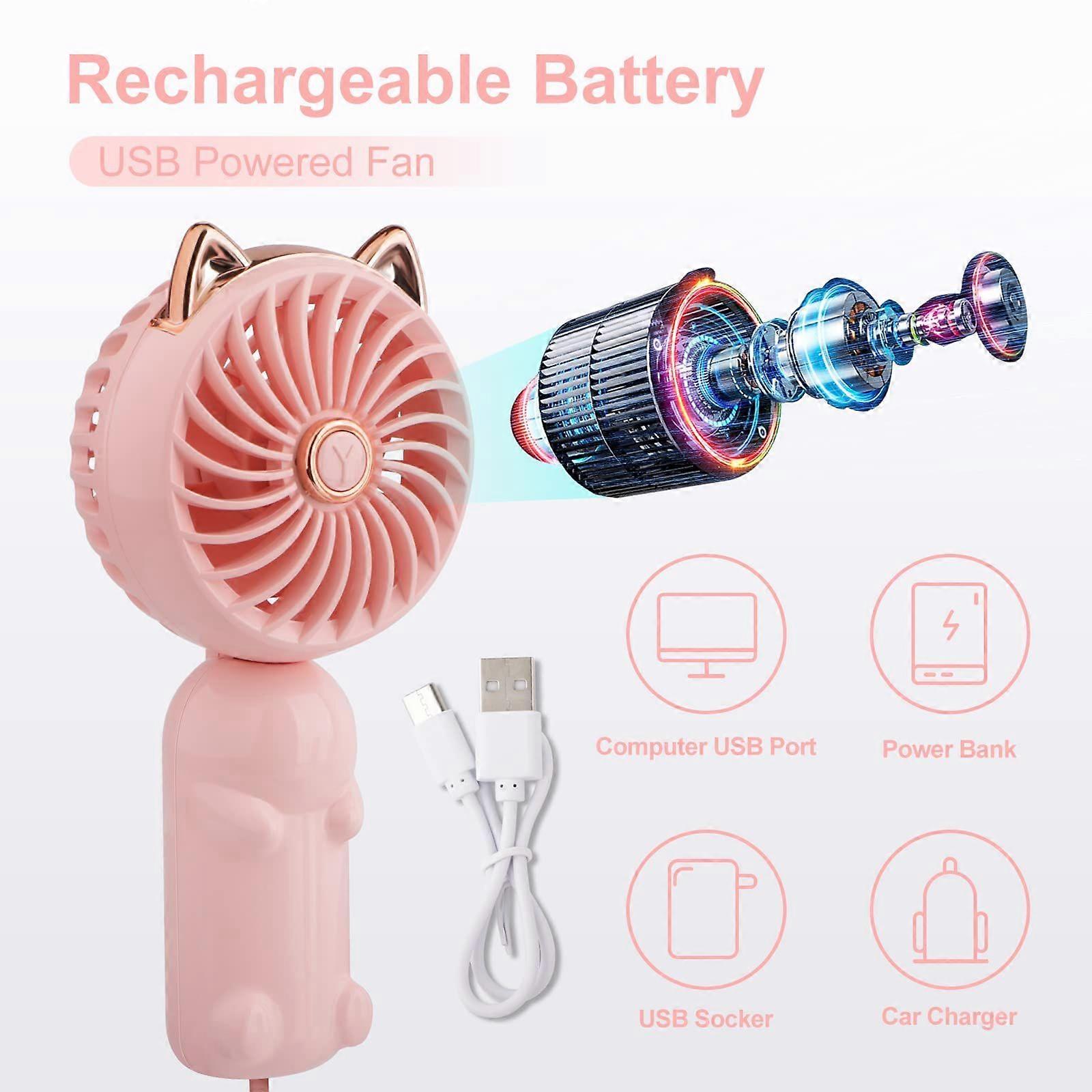 1Pc Mini Portable Handheld USB Fan (Pink)