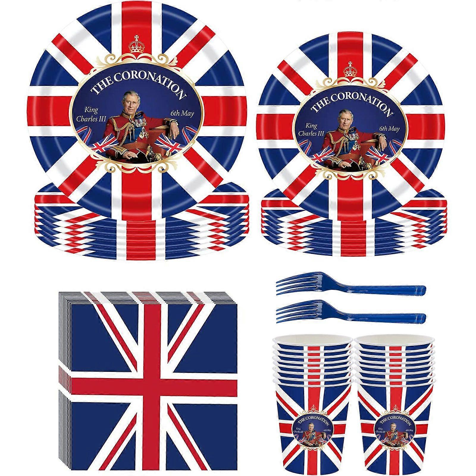 British King Charles Charles III commemorative suit,Party Tableware Set - Union Jack Tableware Set