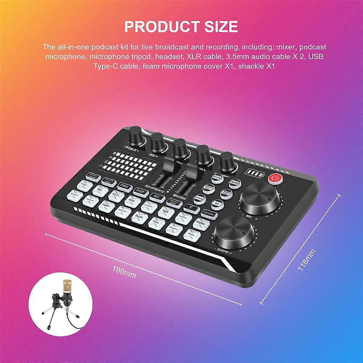 F998 Sound Card Kit,BM-800 Microphone Kit,with Live Sound Card,Audio Mixer Condenser PC Gaming Mic,for Streaming/Games
