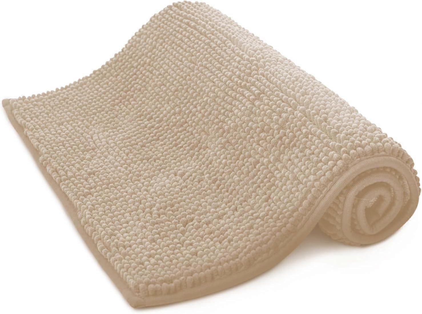 Non-Slip Bath Mat - Soft and Comfortable Microfibre Mat with Machine Washable Design - Water Absorbent and Quick Drying (40x60cm,Beige)