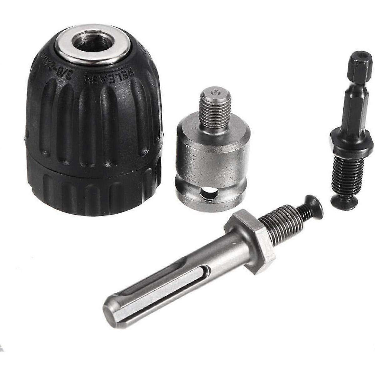 Quick Change Adapter Keyless Drill Chuck, Capacity 0.8-10Mm, Mount 3/8-24UNF, Shank Type 1/4 Inch Hex Shank, Universal Chuck Adaptor For Corded And