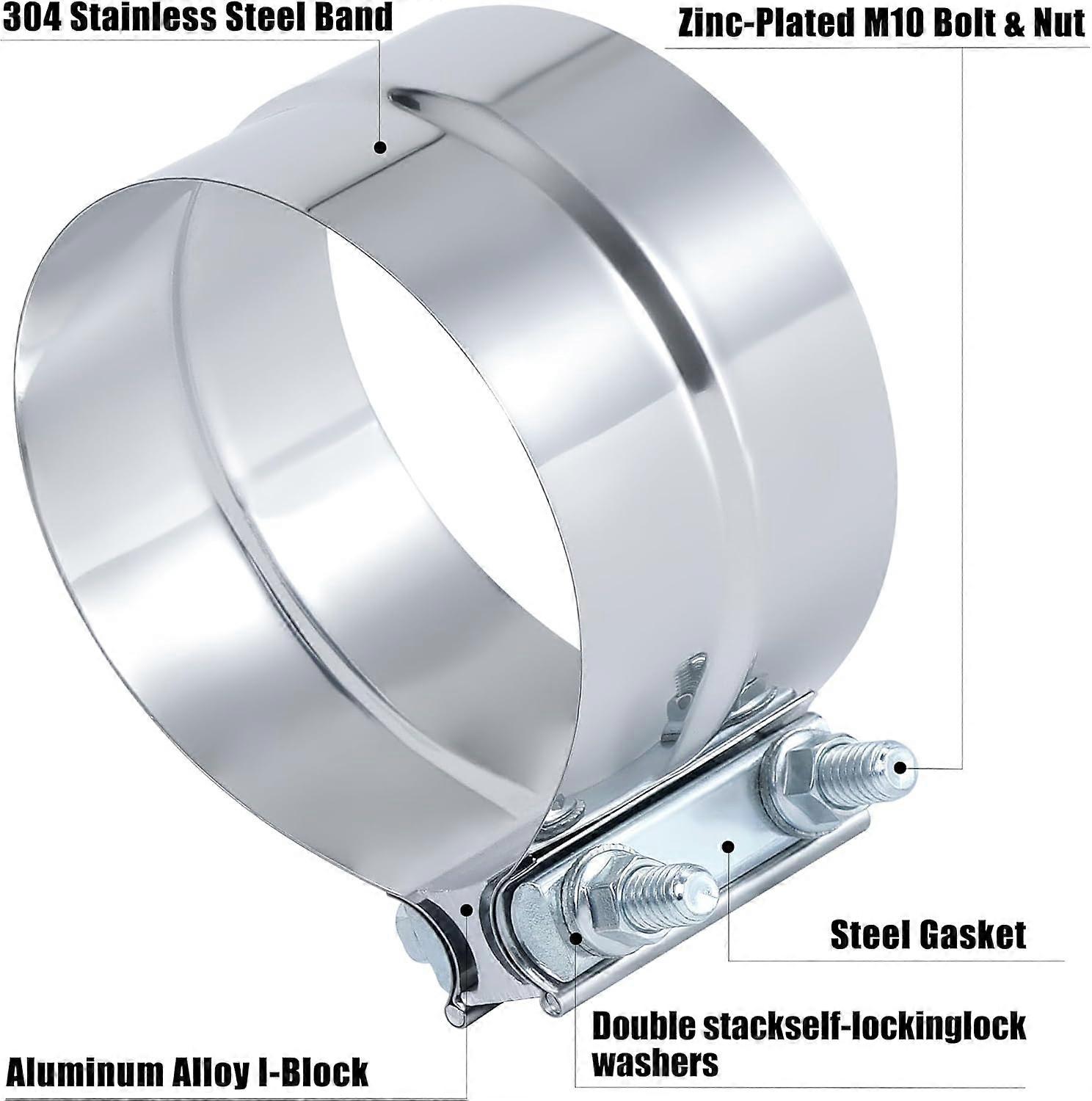 thumbnail image 2 of 4 Inch Lap Joint Exhaust Clamp - Stainless Steel Sleeve Coupler (2 Pack) 2 of 5