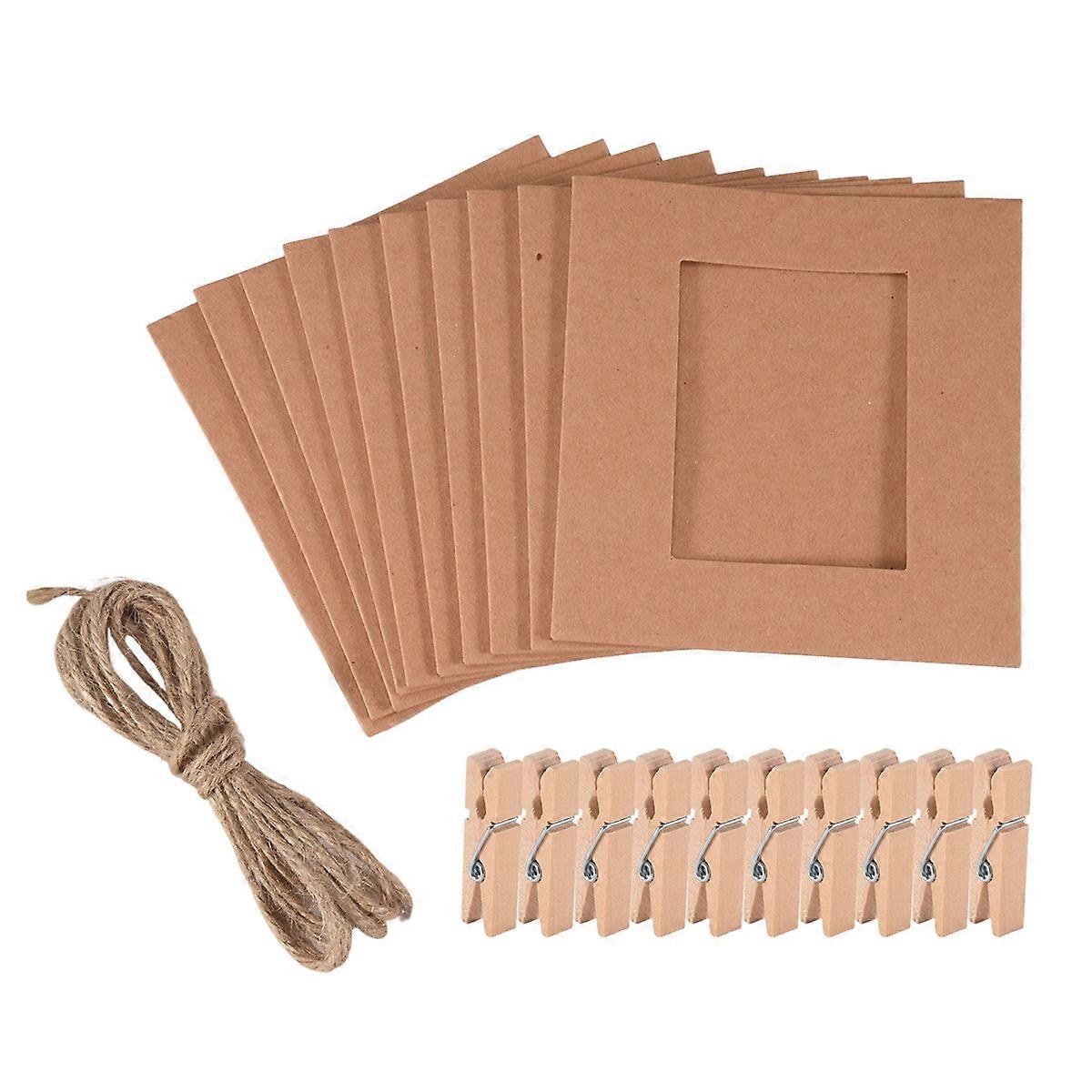 10 Pcs / Set Paper DIY Wall Frame Album Rope Clip Set 3inch Brown