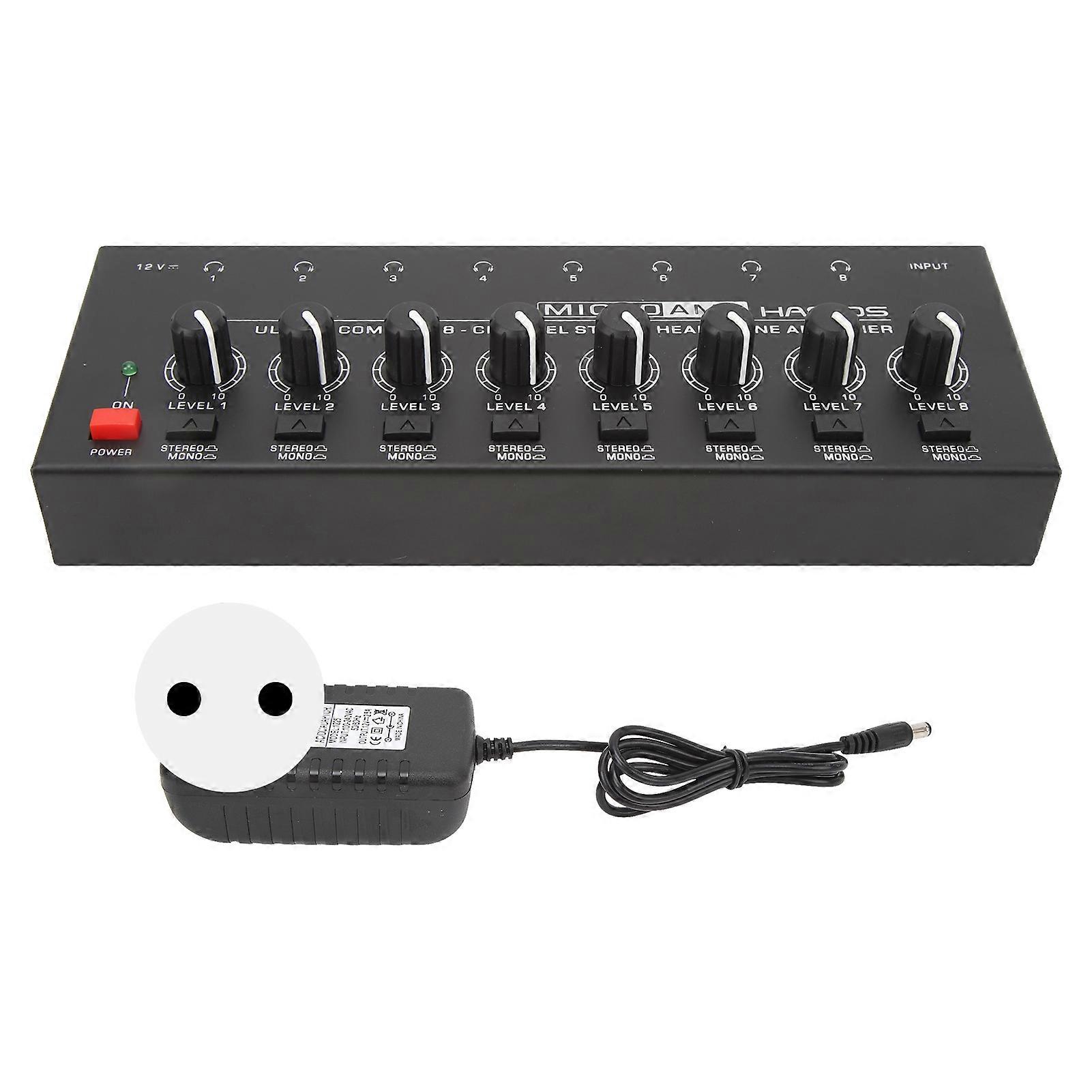HA800S 8 Channel Headphone Low Noise Ultra Compact Stereo Sound Amplifier for Music Mixer Recording 100‑240V