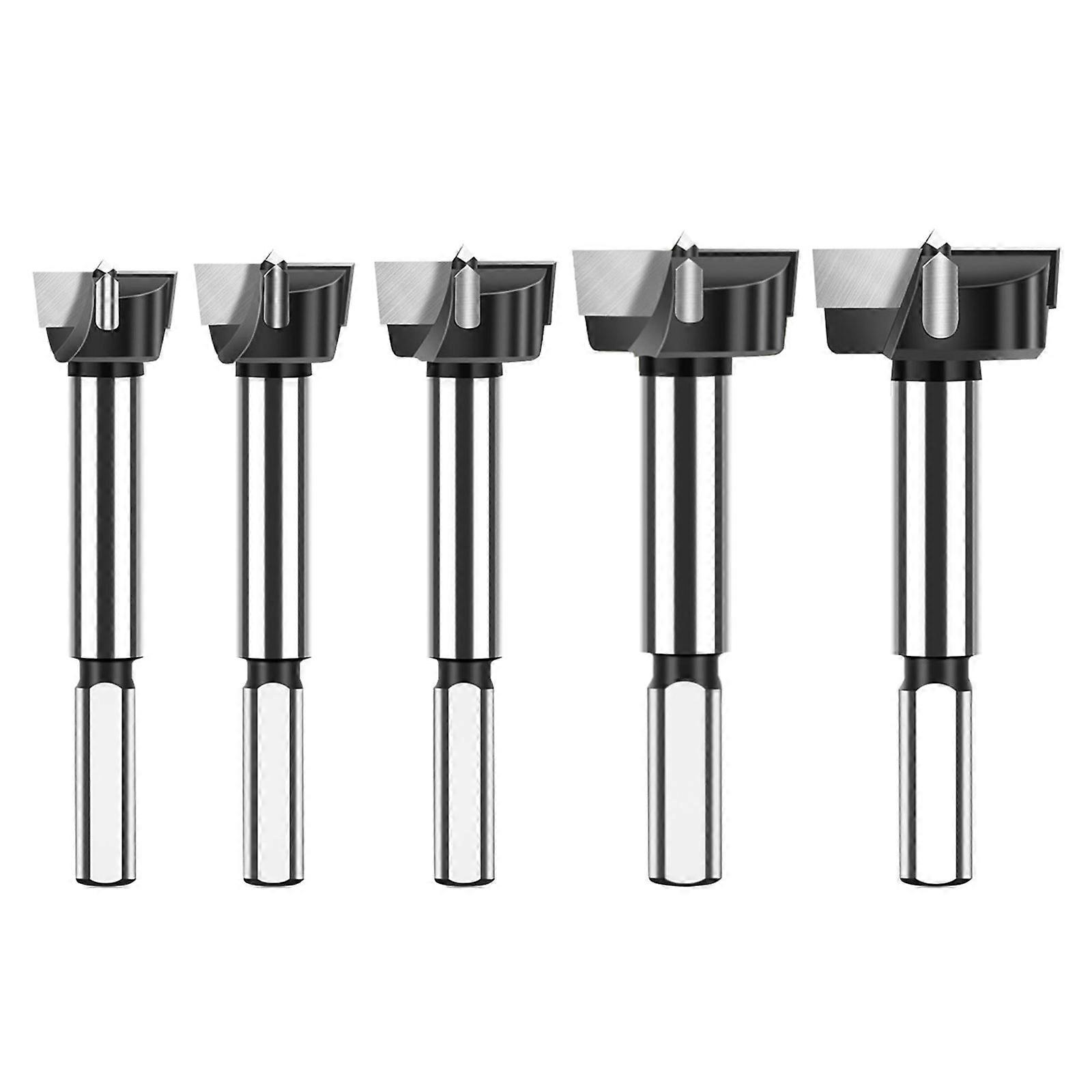 Durability 5Piece Forstners Drill Bit Set for Industrial Hinge Installation and Wood Processing Precise Wood Drilling Multicolor