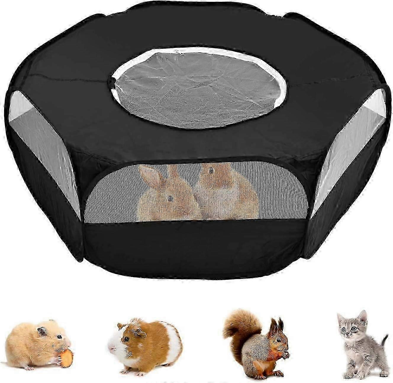 Small Animal Playpen with Cover, Foldable, Portable, Waterproof and Breathable, for Rabbit, Squirrel