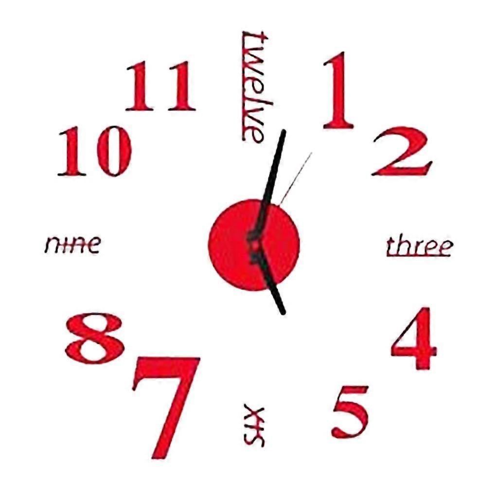 3 Sticker Wall Clock, Mirror Effect Frameless Large DIY Wall Clock for Living