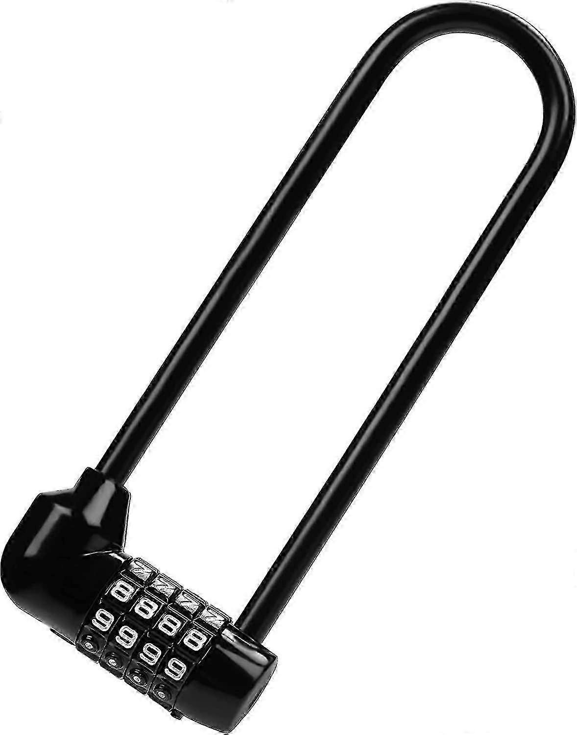 4-Digit Code Bike Lock - 18.5 cm with Long Shackle - Waterproof Bike Lock with Resettable Code - Ele