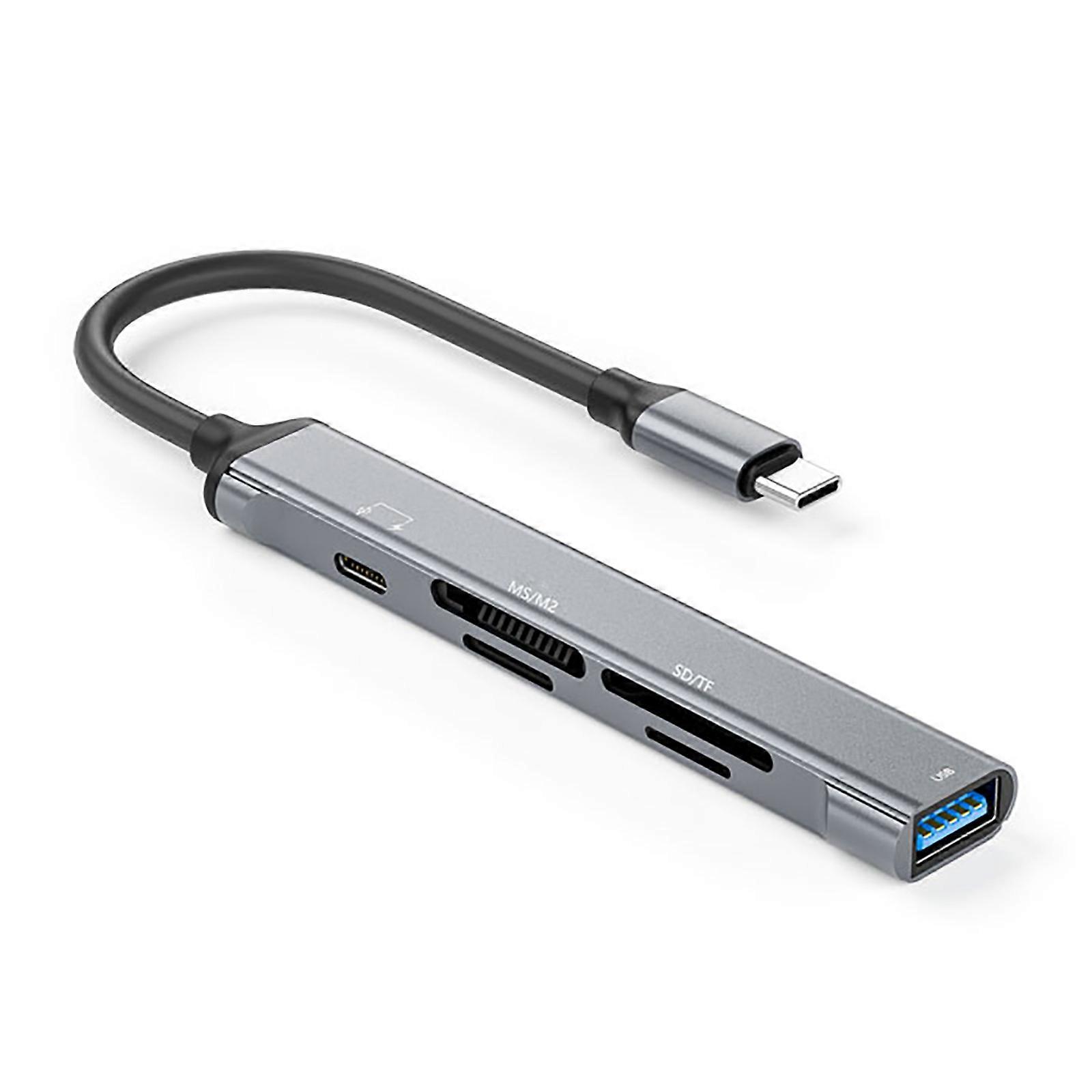 6 in 1 Type C Memory Card Reader USB C to MSM2/USB Card Reader Data Transfer & Charge for Mobiles,Tablets,Laptops