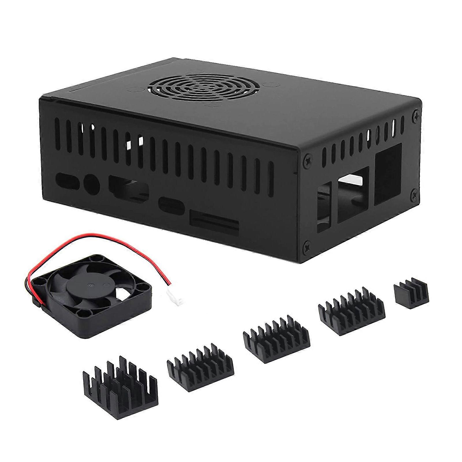 N505 Metal Enclosure Box for Orange Pi 5 5B with Cooling Fan Heatsinks Supports M2 NVMe SSD 2280 and External Antenna