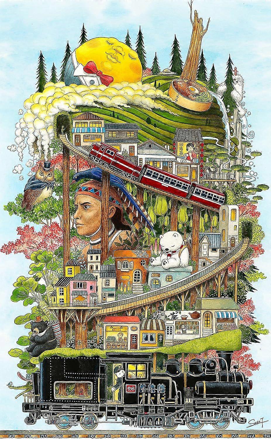 Jigsaw Puzzles 1000 Piece - Smart - Railway World, Alishan Puzzle frumos din lemn