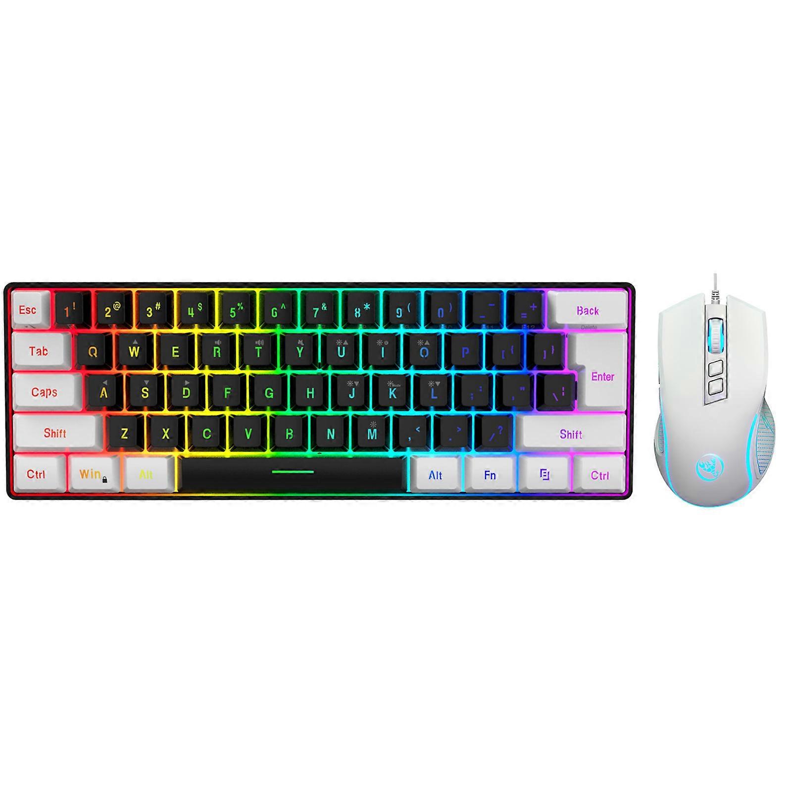 Wird LED Backlit Gaming Keyboard and Mouse Combo Optical Sensor Technology 1.5M Cable 10 Million Clicks Button Life  White