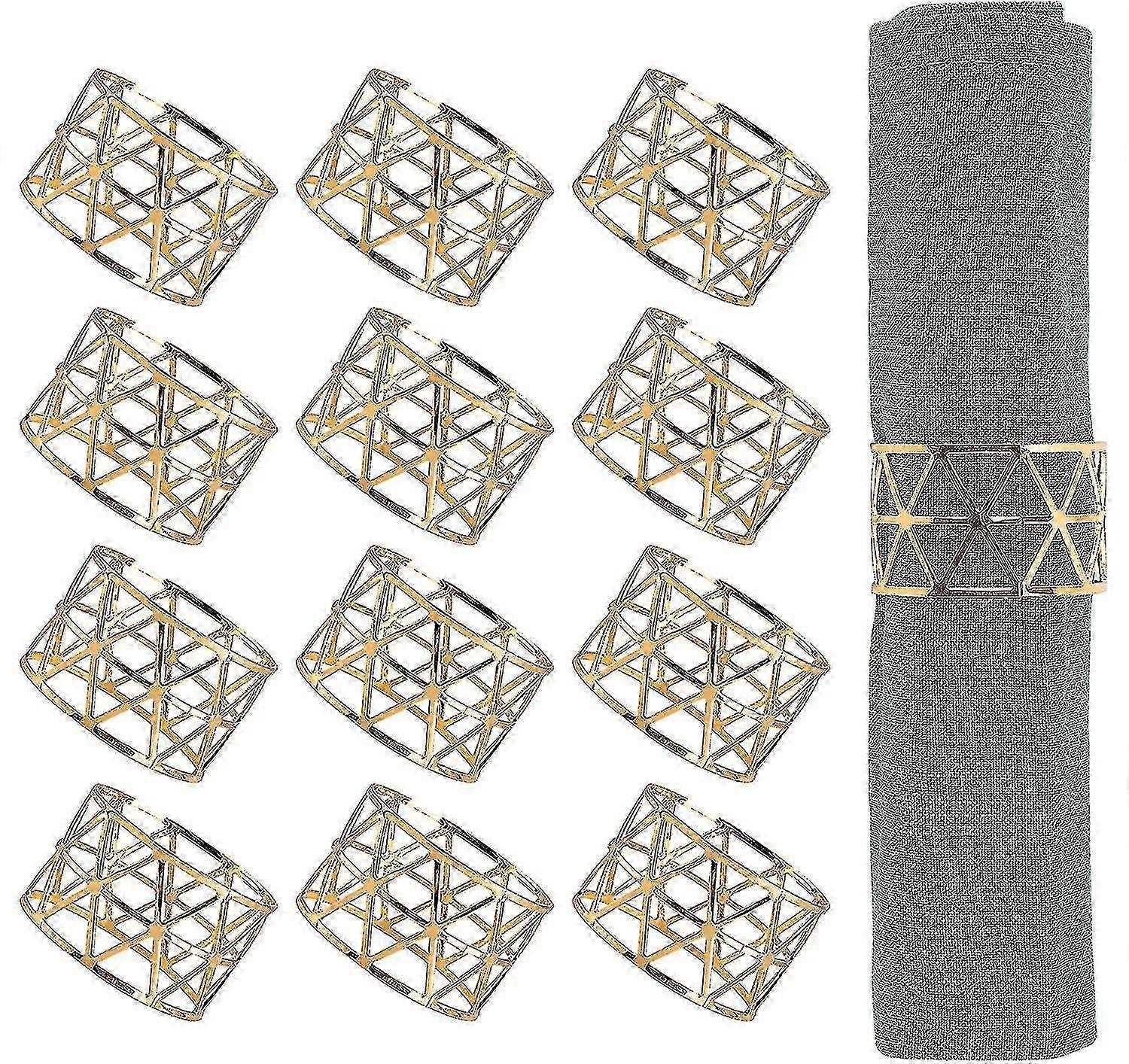 12pcs oro tovaglioli anelli, eleganti portatovaglioli per la sala da pranzo